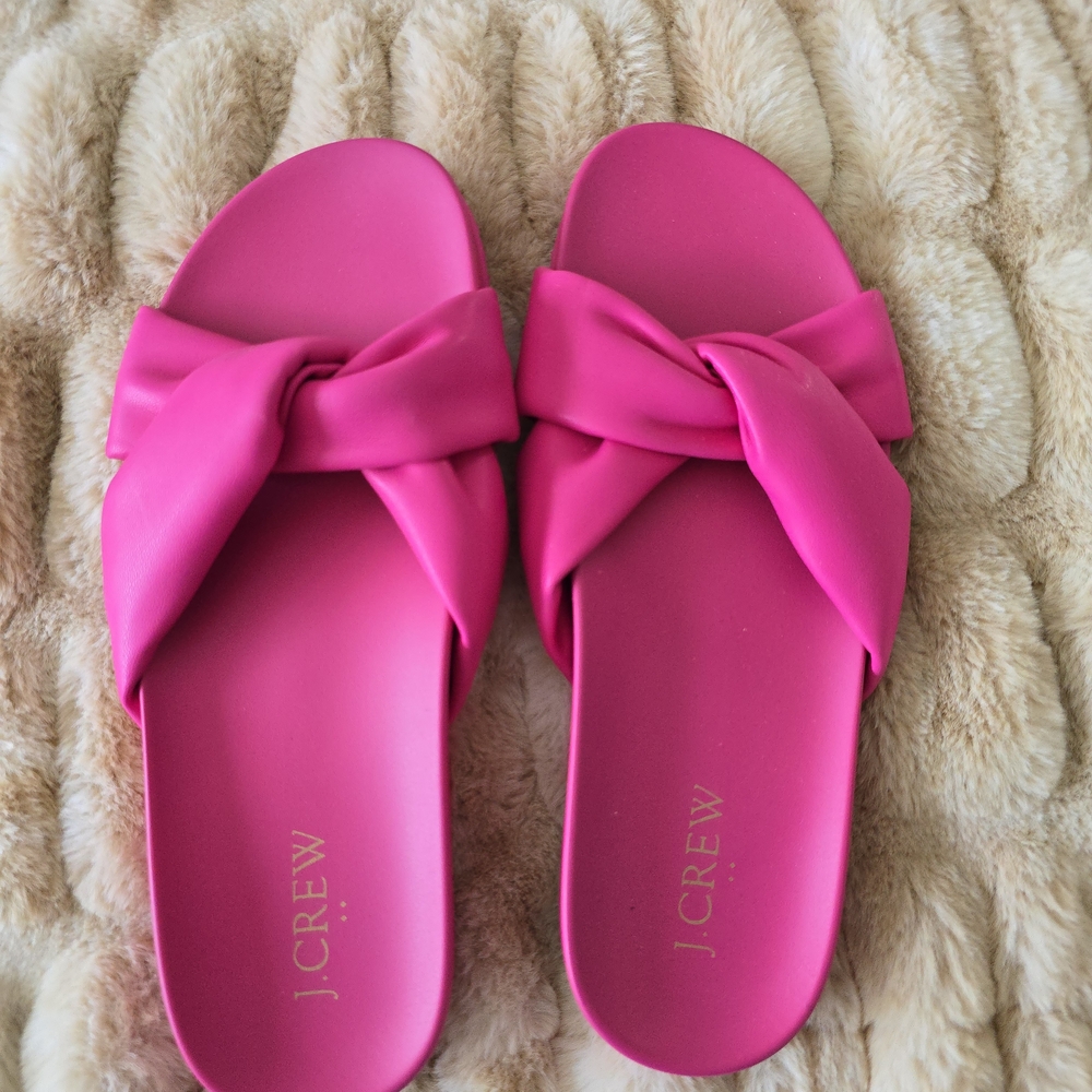 J. Crew Fuchsia Knotted Slide Sandals